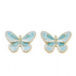 Светло-Синий 304 нержавеющей стальной эмали подвески, ионное покрытие (ip), бабочки прелести, реальный 18 k позолоченный, голубой, 22x30x2.5 мм, отверстие : 1.2 мм