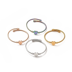 (52) Непрозрачная лаванда 201 браслет-манжета из нержавеющей стали с бисером в форме сердца, крутящий момент браслет для женщин, разноцветные, внутренний диаметр: 2-1/4 дюйм (5.75 см)