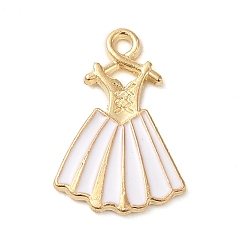 Белый Подвески из эмали и сплава, платье очарование, золотые, белые, 21x13.5x1.5 мм, отверстие : 1.6 мм