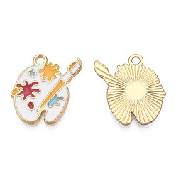 Белый Подвески из сплава , с эмалью, без кадмия и без свинца, золотой свет, цветовая палитра, белые, 19.5x18x1.5 мм, отверстие : 1.8 мм