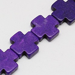 Индиго Синтетических нитей бирюзовые бусы, окрашенные, греческий крест, индиговые, 35x35x6 мм, Отверстие : 1 мм , около 80 шт / 1000 г