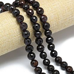 Гранат Гранат природный бисер нитей, граненый (128 граней), круглые, 10~10.5 мм, отверстие : 1~1.4 мм, около 35~38 шт / нитка, 14.29~15.28'' (36.3~38.8 см)