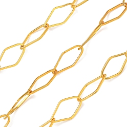 Doré  Chaînes à maillons en losange en laiton plaqué en rack, soudé, avec bobine, or, 13x7x0.7mm, environ 16.40 pieds (5 m)/rouleau