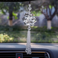 Прозрачный Подвесные украшения из стеклянных листьев, кисточка для подвесного украшения на зеркало заднего вида автомобиля, прозрачные, 335 мм