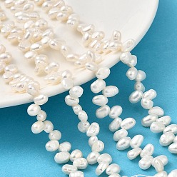 Бланшированный Миндаль Нити из натурального культивированного пресноводного жемчуга, двух сторон полированной, класс 5а+, Топ пробуренной, бланшированный миндаль, 4~5 мм, отверстие : 0.7 мм, около 105 шт / нитка, 16.18'' (41.1 см)