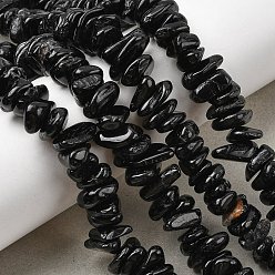 Турмалин Натуральный черный турмалин бисер нитей, самородки, 8~17.5x7~14x2~5 мм, отверстие : 0.8 мм, 15.55~15.94'' (39.5~40.5 см)
