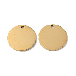 Настоящее золото 18K 304 подвески из нержавеющей стали, штамповка пустой метки, плоский круглый шарм, реальный 18 k позолоченный, 19x1.3 мм, отверстие : 1.6 мм