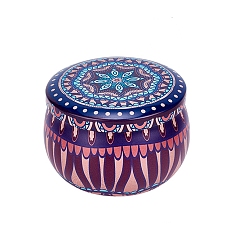 Colorful Printed Tinplate Storage Box, for Jewelry & Aromatherapy Candle & Candy Box, Flower Pattern, Colorful, 7.7x5cm