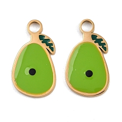 Pear Фрукты 304 подвески из нержавеющей стали, с эмалью, ионное покрытие (ip), реальный 18 k позолоченный, груша, 18x10x1.5 мм, отверстие : 2.5 мм