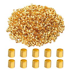 Золотой Зажимные бусины из латуни, трубка, золотые, 2x2x0.15 мм, отверстие : 1.5 мм, около 1000 шт / упаковка