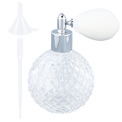 Белый Стекло PVE из оксида алюминия, легкий роскошный ретро-флакон для духов с подушкой безопасности, прозрачный стеклянный флакон-распылитель, с пластиковой воронкой-загрузочной воронкой и одноразовой пипеткой объемом 3мл, белые, 9.3x6.8x10.25 см, емкость: 100 мл (3.38 жидких унций)