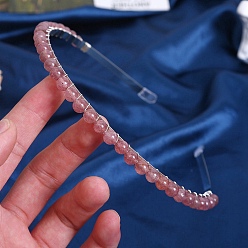 Клубничный Кварц Ободки для волос из натурального клубничного кварца, металлический обруч для волос, для женщин девушек, 150x130x6 мм