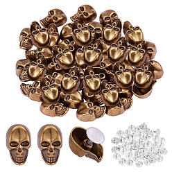 Antique Golden 50Pcs Skull Alloy Rivets, with Screw, for Purse Handbag Shoes Punk Rock Leather Craft Clothes Belt, Antique Golden, 17.5x11x6.5mm