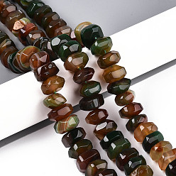 Зеленый Природный агат бисер нитей, окрашенные, граненые, рондель, зелёные, 11~18x11~18x8~10 мм, отверстие : 1.2 мм, около 40~41 шт / нитка, 14.57~14.96 дюйм (37~38 см)