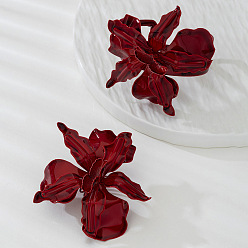 Темно-Красный Наборы из цветочного сплава: браслет-манжета и кольца-манжеты, темно-красный, внутренний диаметр: 18 мм