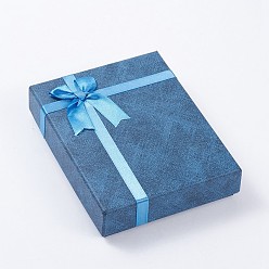 Стально-синий Картон комплект ювелирных изделий коробки, с губкой внутри прокладки, прямоугольные, стальной синий, 16x12.5x3.6 см