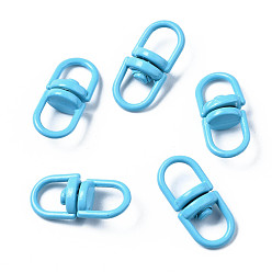 Light Sky Blue Spray Painted Eco-Friendly Alloy Double Eye Swivel Clasps, Swivel Snap Hook, Key Clasp Connectors, Cadmium Free & Nickel Free & Lead Free, Light Sky Blue, 19x9x6mm, Hole: 5X5.5mm
