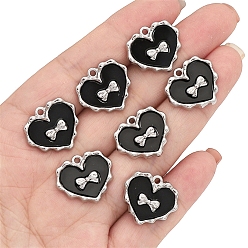 Сердце Непрозрачные акриловые подвески, со сплавочной фурнитурой, бантом, сердце, 18x20 мм