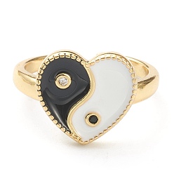 Noir Micro cuivres ouvrent zircons bagues, sans cadmium et sans plomb, avec l'émail, plaqué longue durée, réel 18 k plaqué or, cœur, noir, taille us 7 3/4 (17.9 mm), 2.5mm, diamètre intérieur: 18 mm