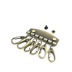 Античная Бронза Застежки для ключей из цинкового сплава, античная бронза, 48x48 мм