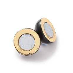 Black Brass Magnetic Clasps, with Enamel, Round with Evil Eye, Real 18K Gold Plated, Black, 16x10mm, Hole: 3mm
