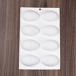 Stripe DIY Half Easter Surprise Eggs Food Grade Silicone Molds, Fondant Molds, Resin Casting Molds, for Chocolate, Candy, UV Resin & Epoxy Resin Craft Making, 8 Cavities, Stripe Pattern, 264x170x31mm, Hole: 8mm, Inner Diameter: 75.5x46mm