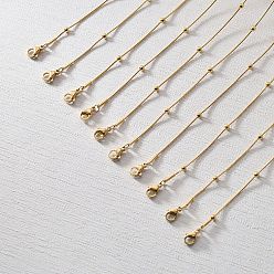 Золотой 3мм 304 круглые ожерелья в виде змеи из нержавеющей стали для женщин и мужчин, с круглых бусин, золотые, 16.46 дюйм (41.8 см)