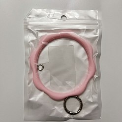 Pink Silicone Loop Phone Lanyard, Wrist Lanyard Strap with Plastic & Golden Plated Alloy Keychain Holder, Pink, 9cm