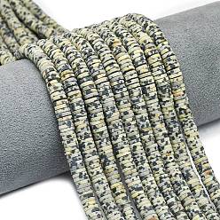 Далматинских Джаспер Природные яшмы далматин бисер нитей, матовые, дисковые бусы, Heishi бусы, 6~6.5x1~1.5 мм, отверстие : 0.9 мм, о 242~244 шт., 15.16~15.35 дюйм (38.5~39 см)