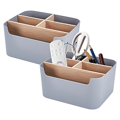 Серый Пластиковые ящики-органайзеры с деревянными разделителями, прямоугольные, серые, 184x146x92 мм, внутренний диаметр: 51x86 мм