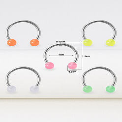 (52) Непрозрачная лаванда 5 шт 316 л хирургическая нержавеющая сталь и непрозрачный акрил круглые шарообразные/подковообразные штанги для носа кольца, цвет нержавеющей стали, разноцветные, 12 мм, штифты : 1.2 мм, Руководитель: 3 mm