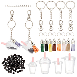 (52) Непрозрачная лаванда Набор для самостоятельного изготовления брелока в виде пустого стаканчика кока-колы, включая пластиковые подвески, Акриловые бусины, железные разрезные кольца и разрезные брелоки, сплав поворотный Lobster Claw застежками, украшения из кисточки, разноцветные, 176 шт / комплект