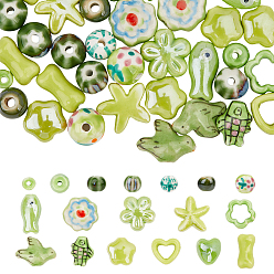 Mixed Shapes Фарфоровые бусины ручной работы, яркие глазированный фарфор, разнообразные, 6.5~20x6.5~19x4.5~10 мм, отверстие : 1.8~3 мм, 56 шт / комплект