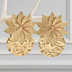 Золотой Серьги-гвоздики из сплава в богемном стиле, цветок с плоской раунде, золотые, 82x63 мм