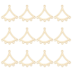 Золотой 12шт латунные звенья компонентов люстры, разъем в форме веера, золотые, 16x16x1 мм, Отверстие : 0.8 мм & 1 мм