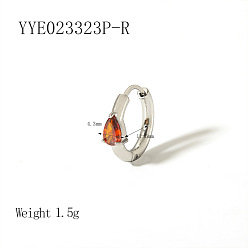 Красный Элегантные 304 серьги-кольца из нержавеющей стали с кубическим цирконием, слеза, серебряные, красные