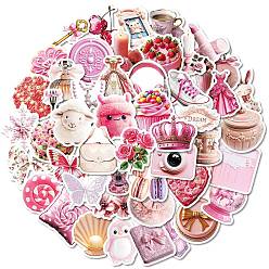 (52) Непрозрачная лаванда 50шт. смешивайте и подбирайте тематические бумажные наклейки, самослипание, для чемодана, скейтборде, холодильник, шлем, оболочка мобильного телефона, разноцветные, 32~56x27~53x0.2 мм, 50 шт / комплект