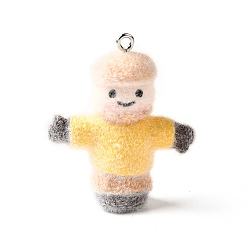 Золотистый Подвески из непрозрачной смолы, пугало, с платиновыми тоновыми железными петлями, золотые, 37.5x31.5x14.5 мм, отверстие : 2 мм