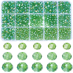 Зеленый лайм 800 шт. 3 стили гальванических стеклянных бусин, с покрытием AB цвета, граненые, рондель, зеленый лайм, 4~8x3~6 мм, отверстие : 0.4~1 мм