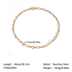 Золотой & Цвет Нержавеющей Стали Ожерелья из нержавеющей стали с каплевидными звеньями для унисекс, золотые и нержавеющая сталь цвет, 18.11 дюйм (46 см)