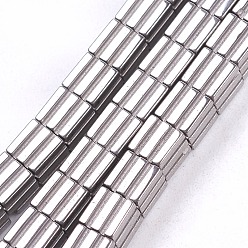 с Платиновым Покрытием Гальванизировать немагнитных синтетический гематит бисер пряди, кубические, с покрытием платиным, 4x4x4 мм, отверстие : 0.5 мм, около 98 шт / нитка, 15.7 дюйм (40 см)