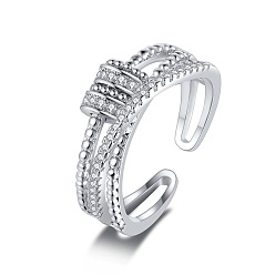 Платина Вращающиеся манжеты из латуни с микропаве из прозрачных кубических цирконий, твист, Кольцо-спиннер для успокоения беспокойства, медитации, платина, внутренний диаметр: 15~20 мм