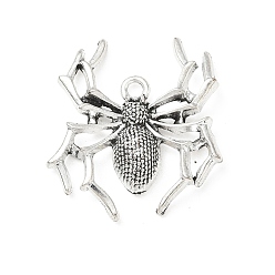 Antique Silver Tibetan Style Alloy Pendants, Spider Charms, Antique Silver, 35x31x6mm, Hole: 2.5mm