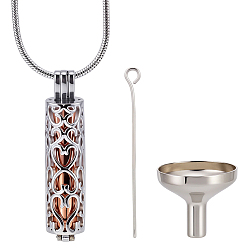 Розовое Золото Наборы для самостоятельного изготовления подвесок из нержавеющей стали, включая подвески для праха в урнах, цепочки, ожерелья и мини-воронки., розовое золото , 17.72 дюйм (450 мм)