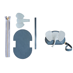 Стально-синий Набор для кошелька-молнии в виде слона своими руками, включая материалы для сумок из коровьей кожи, стальной синий, 130x90 мм