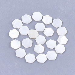 Coquillage De Mer Cabochons de coquillages d'eau douce, hexagone, couleur de coquillage, 6x7x1mm