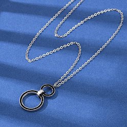 Нержавеющая Сталь Цвет 304 двойные кольца из нержавеющей стали с блестками и стразами, подвески, цвет нержавеющей стали, 18.15 дюйм (46.1 см)