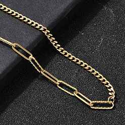 Настоящее золото 18K 304 цепочки-скрепки из нержавеющей стали и витые цепочки для женщин, ионное покрытие (ip), реальный 18 k позолоченный, 20.12 дюйм (51.1 см)