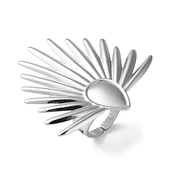 Нержавеющая Сталь Цвет Устойчивы к потускнению 304 компоненты открытого кольца из нержавеющей стали, Настройка кольца чашки солнцезащитного безеля с каплевидным поддоном, цвет нержавеющей стали, внутренний диаметр: 16.8 мм, лоток : 15x10 мм