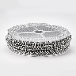 Stainless Steel Color 304 Stainless Steel Ball Chains, with Spool, Stainless Steel Color, 2.5mm, about 39.37 Feet(12m)/roll
